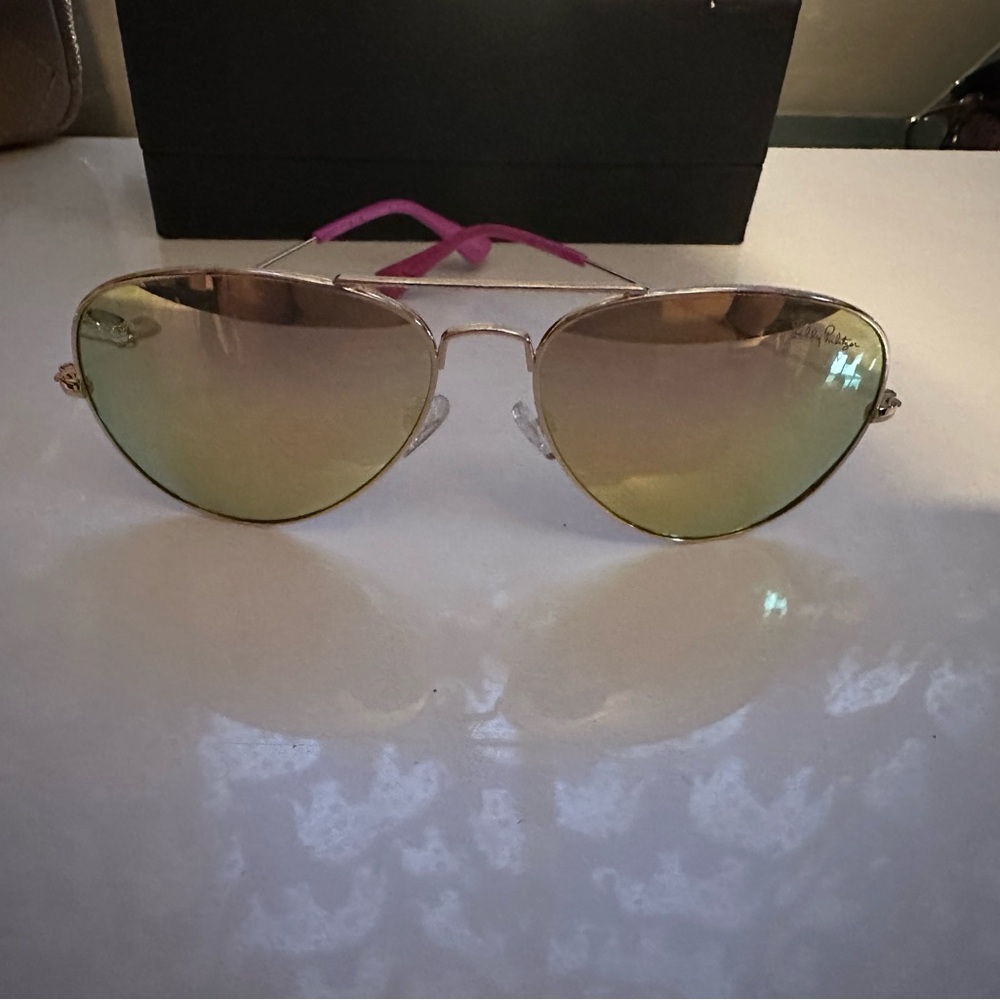 Lilly Pulitzer Stylish Gold Aviator Sunglasses